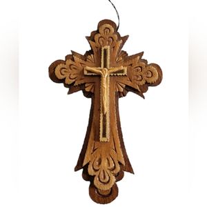 Handcrafted Wooden Cross lightweight 8" signed